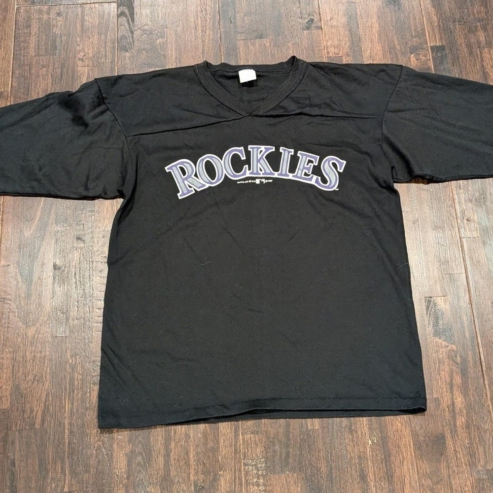 Vintage 1993 Made in‎ USA Colorado Rockies T-Shirt Mens Large Black MLB Baseball